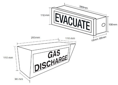 Dimensi Evacuate Sign Demco D-110